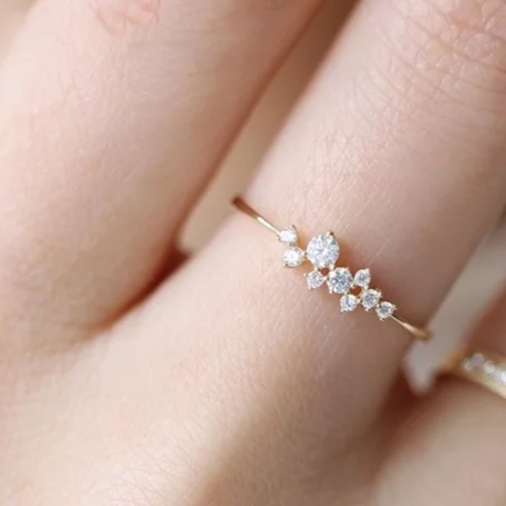 NEW Delicate cubic zirconia 925 silver stamped ring
